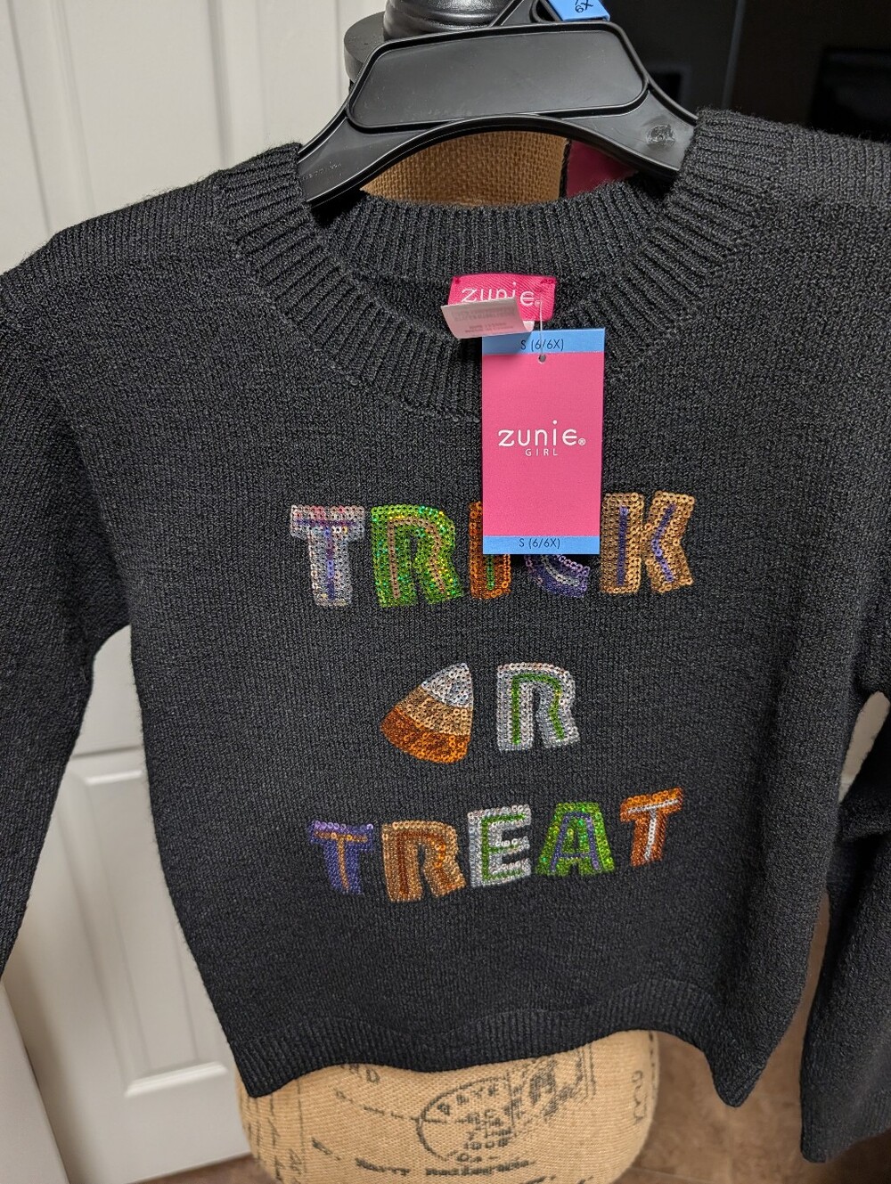 Zunie Black Sequin 'Trick R Treat' Crewneck Sweater